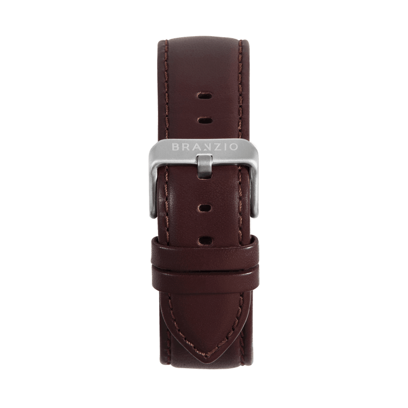 Coffee Leather with Silver 22MM