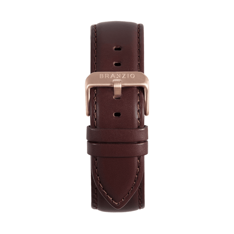 Coffee Leather with Rose 22MM